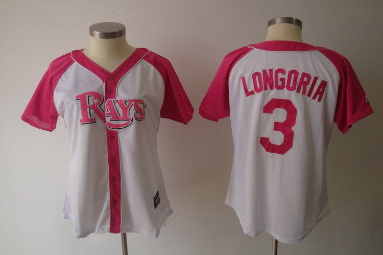 Women 2017 MLB Tampa Bay Rays #3 Evan Longoria Pink Splash Fashion Jersey->->Women Jersey